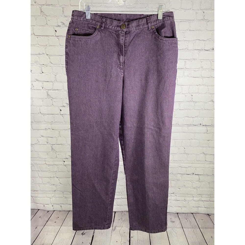 Ruby Rd Purple Sparkle Glittery Straight Leg Denim Jeans Womens 10 W29” I29”